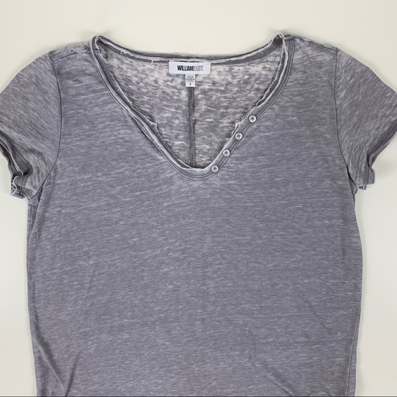 NEW William Rast Cooper Henley Distressed T-Shirt Top Gray Women’s Size Small - Picture 8 of 14